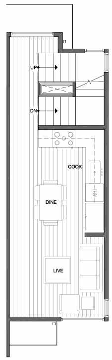 Second Floor Plan of 1427 E Howell St, One of the Aldrich 15 Townhomes in Capitol Hill by Isola Homes