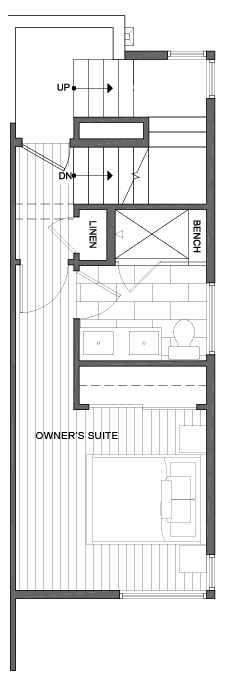 Third Floor Plan of 1427 E Howell St, One of the Aldrich 15 Townhomes in Capitol Hill by Isola Homes