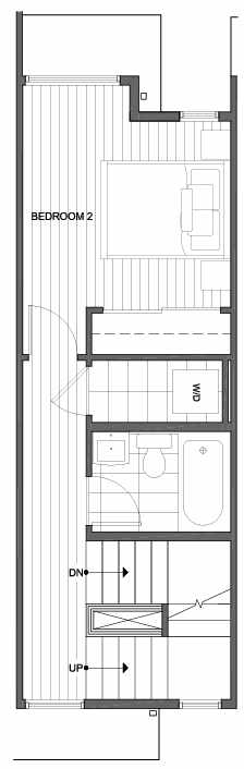 Second Floor Plan of 1429 E Howell St, One of the Aldrich 15 Townhomes in Capitol Hill by Isola Homes