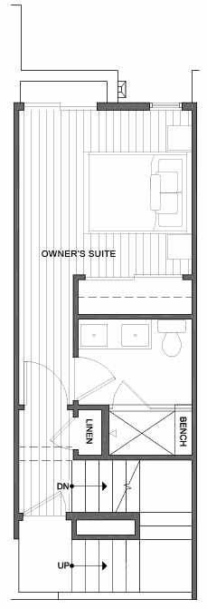 Third Floor Plan of 1433 E Howell St, One of the Aldrich 15 Townhomes in Capitol Hill by Isola Homes