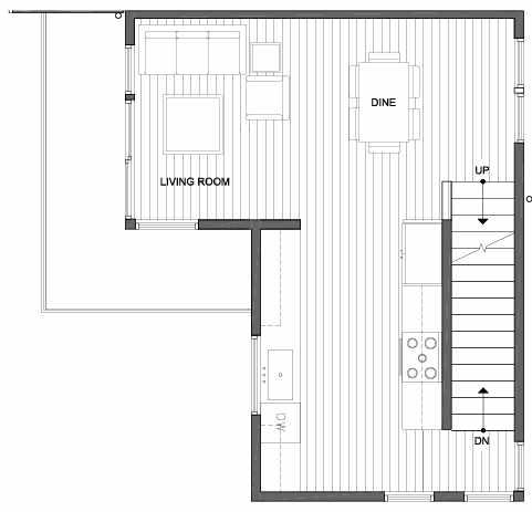 Second Floor Plan of 143 22nd Ave E, One of the Zanda Townhomes in Capitol Hill by Isola Homes
