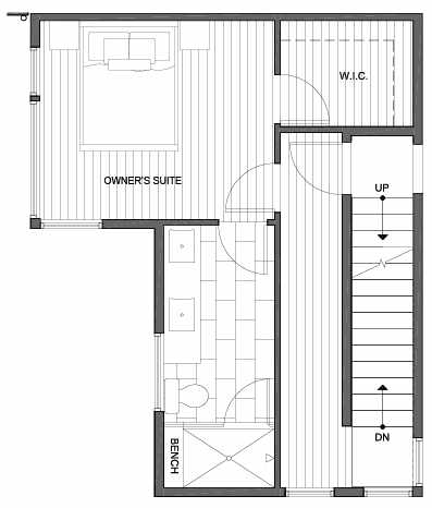 Third Floor Plan of 143 22nd Ave E, One of the Zanda Townhomes in Capitol Hill by Isola Homes