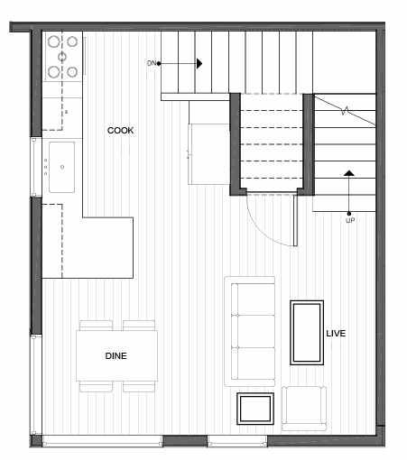 Second Floor Plan of 14335A Stone Ave N, One of the Maya Townhomes in Haller Lake