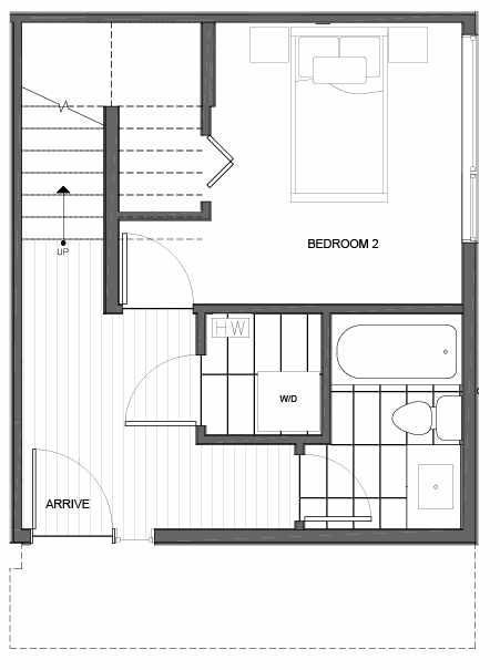 First Floor Plan of 14335B Stone Ave N, One of the Maya Townhomes in Haller Lake
