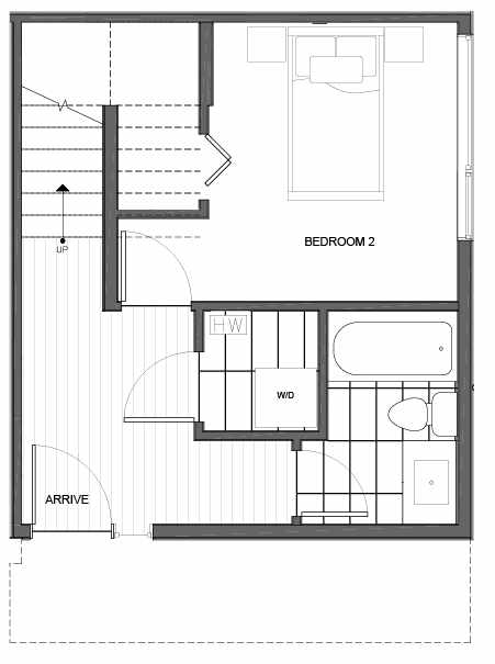 First Floor Plan of 14335B Stone Ave N, One of the Maya Townhomes in Haller Lake