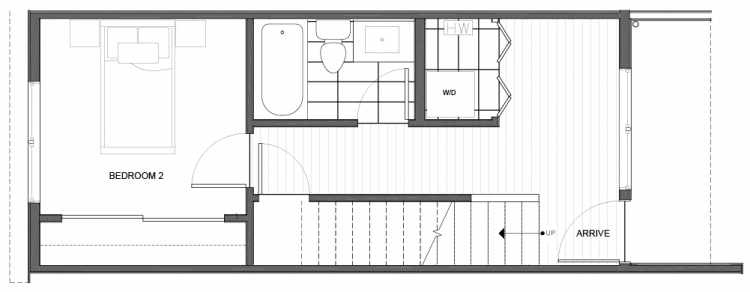 First Floor Plan of 14335C Stone Ave N, One of the Maya Townhomes in Haller Lake