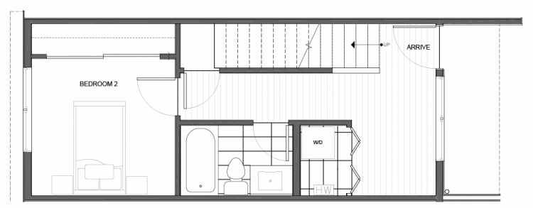 First Floor Plan of 14335D Stone Ave N, One of the Maya Townhomes in Haller Lake