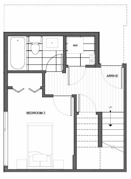 First Floor Plan of 14335F Stone Ave N, One of the Maya Townhomes in Haller Lake