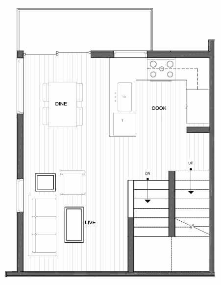 Second Floor Plan of 14335F Stone Ave N, One of the Maya Townhomes in Haller Lake