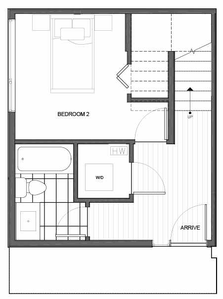 First Floor Plan of 14339A Stone Ave N, One of the Maya Townhomes in Haller Lake