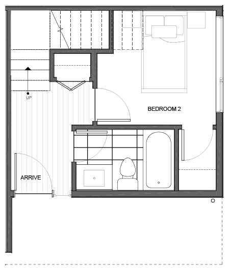 First Floor Plan of 14339B Stone Ave N, One of the Maya Townhomes in Haller Lake