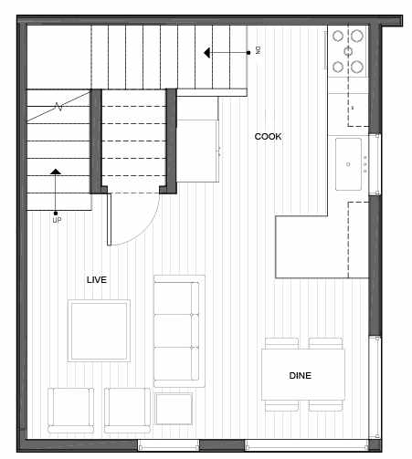 Second Floor Plan of 14339B Stone Ave N, One of the Maya Townhomes in Haller Lake