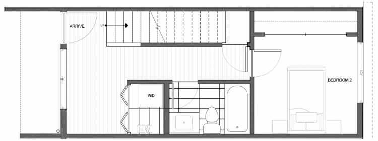 First Floor Plan of 14339D Stone Ave N, One of the Maya Townhomes in Haller Lake