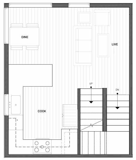 Second Floor Plan of 14339E Stone Ave N, One of the Maya Townhomes in Haller Lake