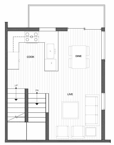 Second Floor Plan of 14339F Stone Ave N, One of the Maya Townhomes in Haller Lake