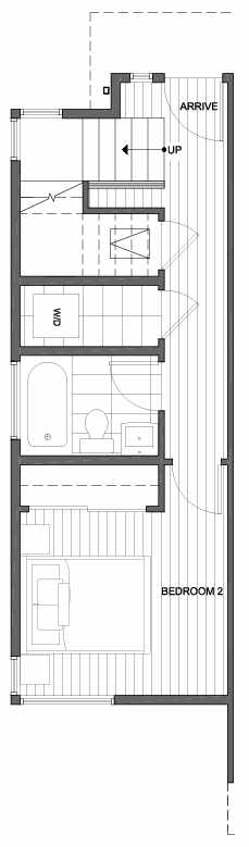 First Floor Plan of 1435 E Howell St, One of the Aldrich 15 Townhomes in Capitol Hill by Isola Homes