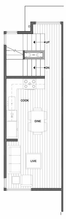 Second Floor Plan of 1435 E Howell St, One of the Aldrich 15 Townhomes in Capitol Hill by Isola Homes