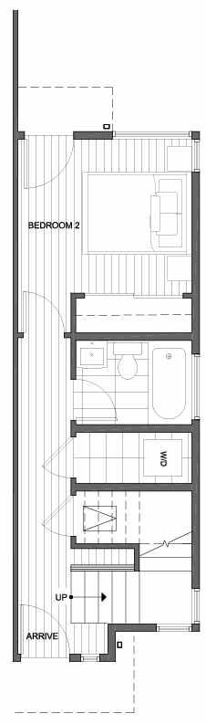 First Floor Plan of 1437 E Howell St, One of the Aldrich 15 Townhomes in Capitol Hill by Isola Homes