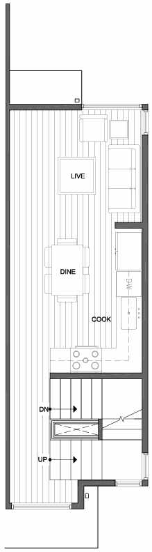 Second Floor Plan of 1437 E Howell St, One of the Aldrich 15 Townhomes in Capitol Hill by Isola Homes