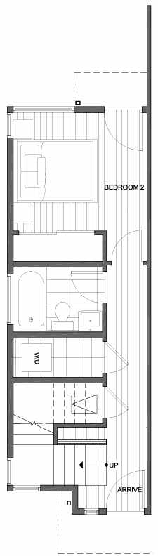 First Floor Plan of 1445 E Howell St, One of the Aldrich 15 Townhomes in Capitol Hill by Isola Homes