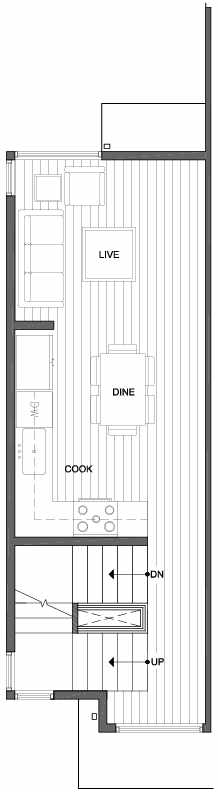 Second Floor Plan of 1445 E Howell St, One of the Aldrich 15 Townhomes in Capitol Hill by Isola Homes