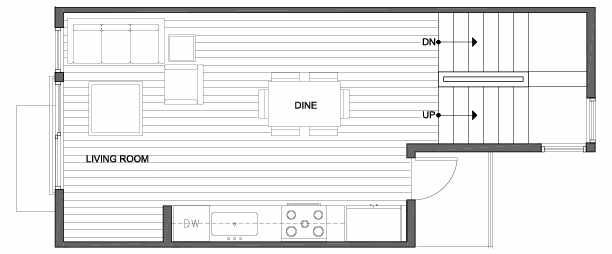 Second Floor Plan of 147 22nd Ave E, One of the Zanda Townhomes in Capitol Hill by Isola Homes