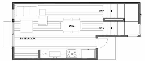 Second Floor Plan of 151 22nd Ave E, One of the Zanda Townhomes in Capitol Hill by Isola Homes