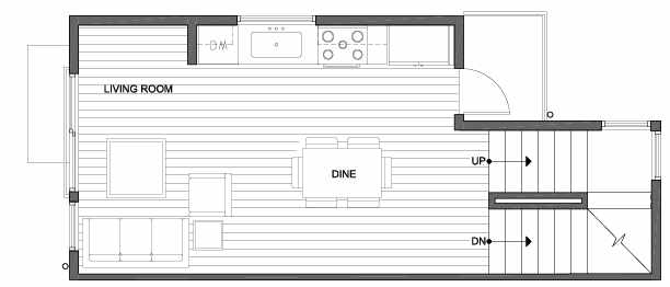 Second Floor Plan of 153 22nd Ave E, One of the Zanda Townhomes in Capitol Hill by Isola Homes