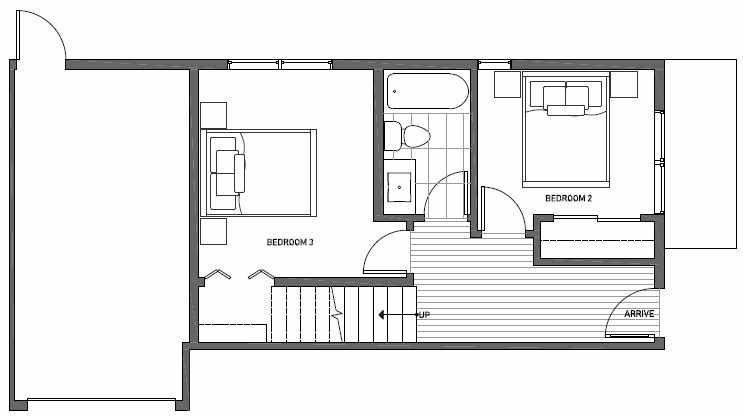 First Floor Plan of 1539A 14th Ave S, Hawk's Nest Townhomes, Located in North Beacon Hill