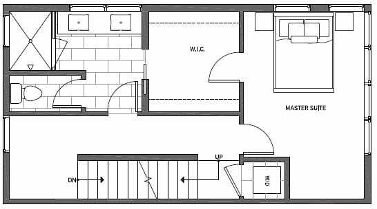 Third Floor Plan of 1539A 14th Ave S, Hawk's Nest Townhomes, Located in North Beacon Hill