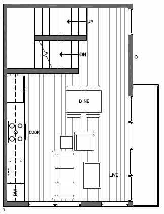 Second Floor Plan of 1539C 14th Ave S, Hawk's Nest Townhomes, Located in North Beacon Hill
