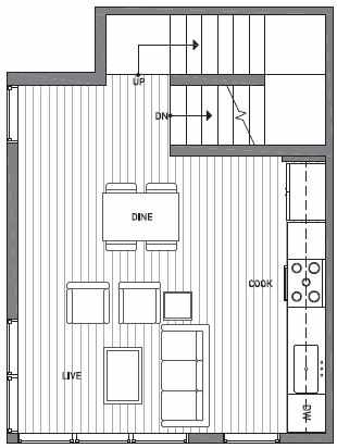 Second Floor Plan of 1539B 14th Ave S, Hawk's Nest Townhomes, Located in North Beacon Hill