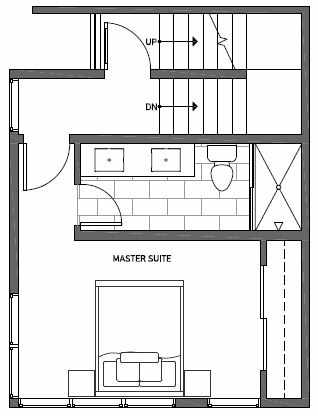 Third Floor Plan of 1539B 14th Ave S, Hawk's Nest Townhomes, Located in North Beacon Hill