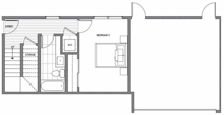 First Floor Plan of 1541A 14th Ave S, Hawk's Nest Townhomes, Located in North Beacon Hill