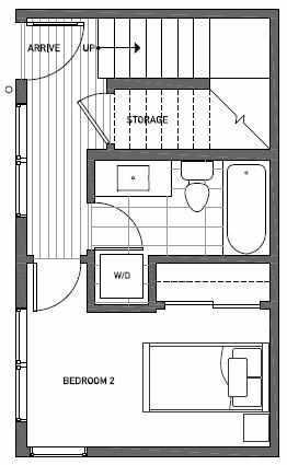 First Floor Plan of 1541B 14th Ave S, Hawk's Nest Townhomes, Located in North Beacon Hill