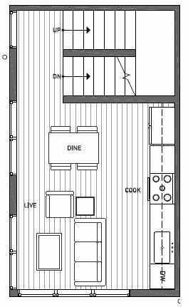 Second Floor Plan of 1541B 14th Ave S, Hawk's Nest Townhomes, Located in North Beacon Hill