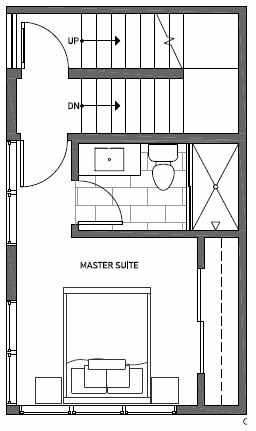 Third Floor Plan of 1541B 14th Ave S, Hawk's Nest Townhomes, Located in North Beacon Hill
