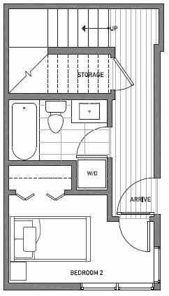 First Floor Plan of 1541C 14th Ave S, Hawk's Nest Townhomes, Located in North Beacon Hill