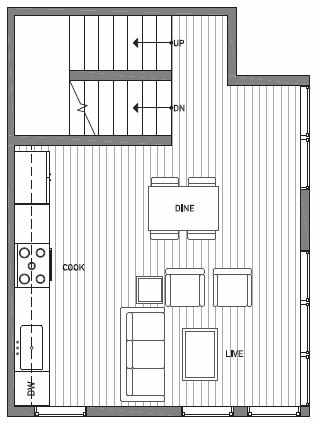 Second Floor Plan of 1541C 14th Ave S, Hawk's Nest Townhomes, Located in North Beacon Hill