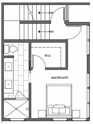Third Floor Plan of 1541C 14th Ave S, Hawk's Nest Townhomes, Located in North Beacon Hill