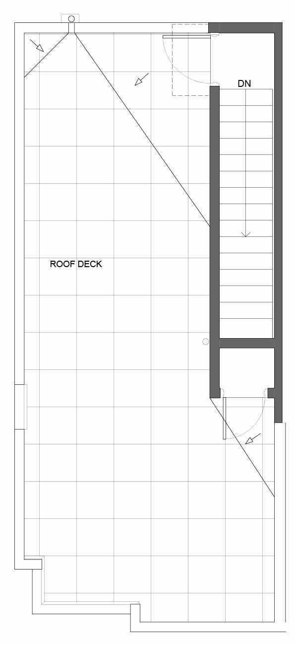 Roof Deck Floor Plan of 1641 22nd Ave, One of the Central 22 Townhomes in the Central District Neighborhood of Seattle