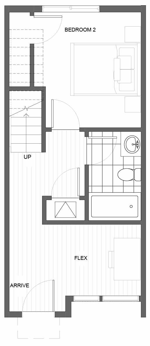 First Floor Plan of 1643 22nd Ave, One of the Central 22 Townhomes in the Central District Neighborhood of Seattle