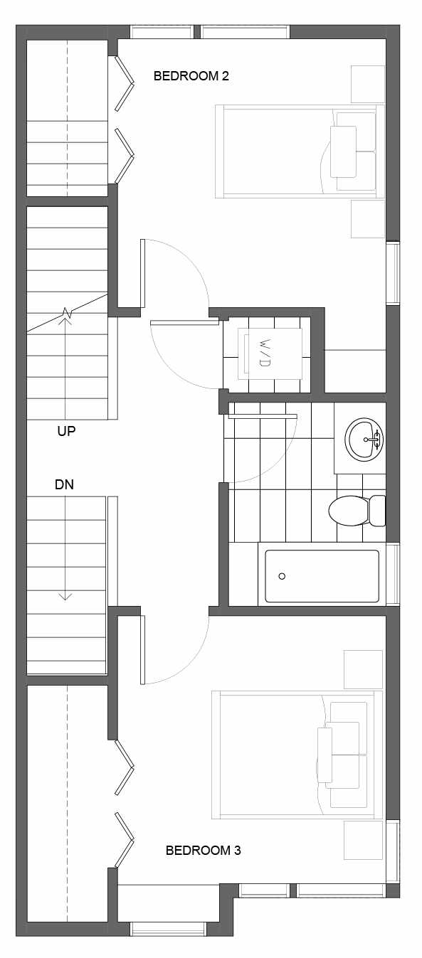 Second Floor Plan of 1645 22nd Ave, One of the Central 22 Townhomes in the Central District Neighborhood of Seattle