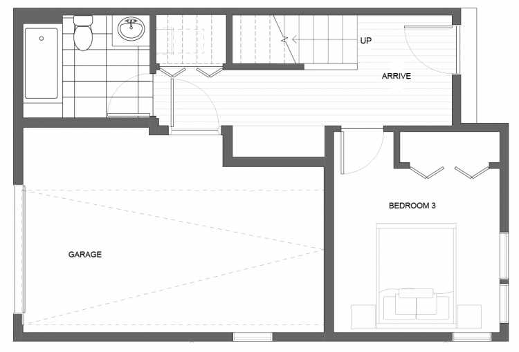 First Floor Plan of 1647 22nd Ave, One of the Central 22 Townhomes in the Central District Neighborhood of Seattle