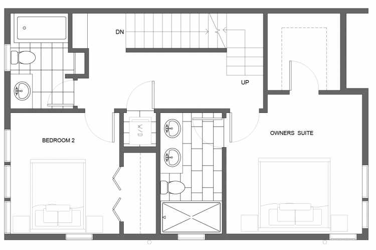 Third Floor Plan of 1647 22nd Ave, One of the Central 22 Townhomes in the Central District Neighborhood of Seattle