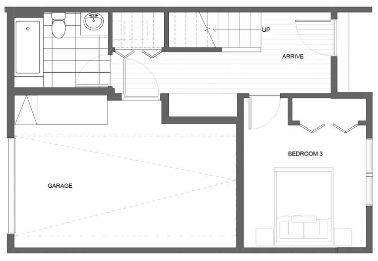 First Floor Plan of 1649 22nd Ave, One of the Central 22 Townhomes in the Central District Neighborhood of Seattle
