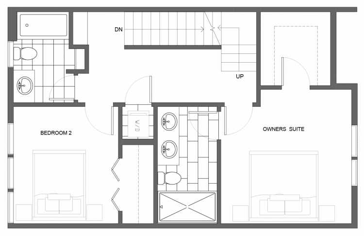 Third Floor Plan of 1649 22nd Ave, One of the Central 22 Townhomes in the Central District Neighborhood of Seattle