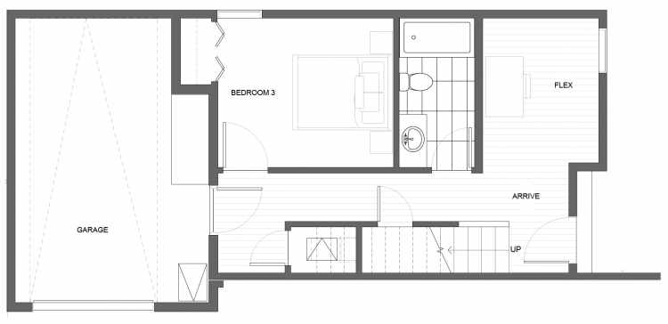 First Floor Plan of 1651 22nd Ave, One of the Central 22 Townhomes in the Central District Neighborhood of Seattle