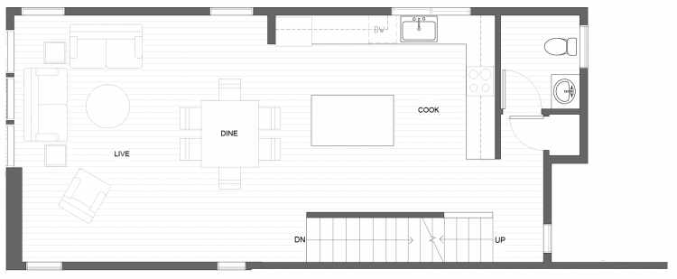 Second Floor Plan of 1651 22nd Ave, One of the Central 22 Townhomes in the Central District Neighborhood of Seattle