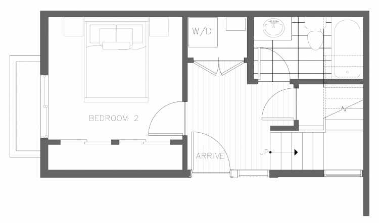 First Floor Plan of 1728B 11th Ave, One of the Altair Townhomes in Capitol Hill by Isola Homes